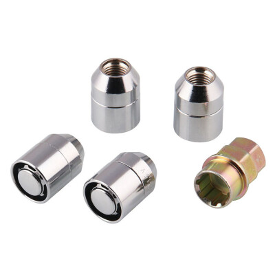 

M1215 Type Wheel Lock Lug Nuts Universal 4 Inner Threaded Tire Nuts 1 Key Set Car Accessories