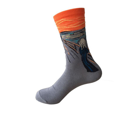 

Fashion Art Cotton Crew Printed Socks Painting Character Pattern Women Men Harajuku Design Sox Calcetine Van Gogh Novelty Funny