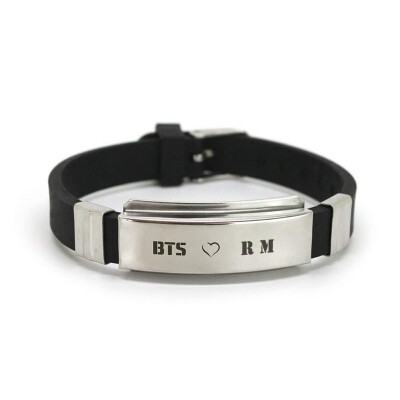 

Kpop BTS Equal Heel Stainless Steel Silicone Bracelet Wrist Belt Hand Chain Sport Couple Bracelet Hot Gift for Fans