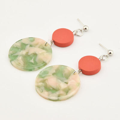 

Korean Popular Geometric Round Wooden Earrings Acrylic Dangle Drop Earrings For Women Acetic Acid Earings Fashion Jewelry 2019