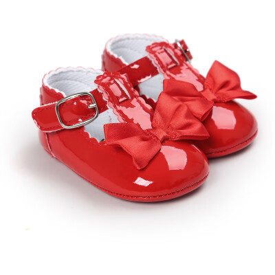 

Spring Sweet Baby Girls Princess Style Bowknot Infant Toddler Kids PU Anti-skid Baby Shoes