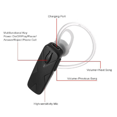 

AL4 Wireless Bluetooth Headphone Single-ear Business Headset Ear Hook with Mic Ear Hook