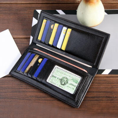 

New Mens Luxury Leather Bifold Long Wallet Purse Clutch ID Credit Card Holder
