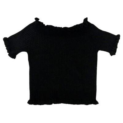 

Women Summer Sexy Fashion Casual Off-shoulder Ruffled Slim Fit Short Sleeve Knitwear