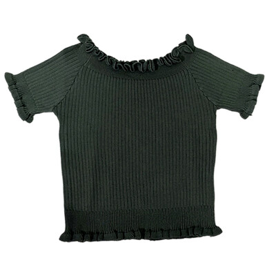 

Women Summer Sexy Fashion Casual Off-shoulder Ruffled Slim Fit Short Sleeve Knitwear