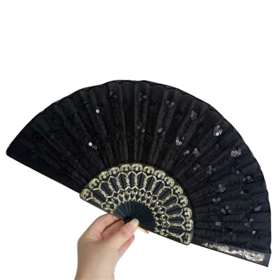 

Siaonvr Spanish Lace Silk Folding Hand Held Dance Fan Flower Pattern for Party Wedding