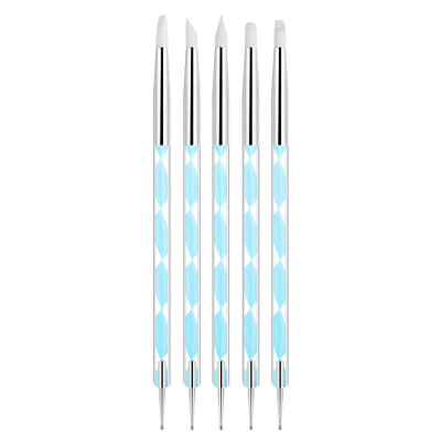 

〖Follure〗Nail Set Pen 5Pcs Spiral Silicone Pen Point Drill Pen Double Head Nail Pen