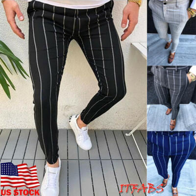 

USA Mens Casual Slim Fit Skinny Business Formal Suit Dress Pants Slacks Trousers