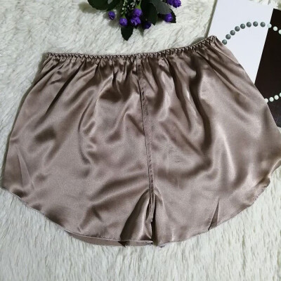 

Women Silk Shorts Elastic Waist Lingerie Mid-rise Lounge Pants Sleepwear Shorts
