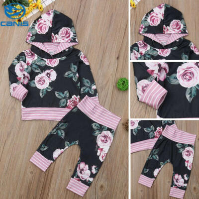 

Casual Baby Boys Girls Flower Hooded Tops T-shirt Pants Leggings Outfits Clothes