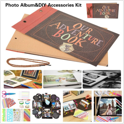 

80 Pages Retro Handmade Diy Family Scrapbook Photo Album with Storage Box DIY Accessories Kit