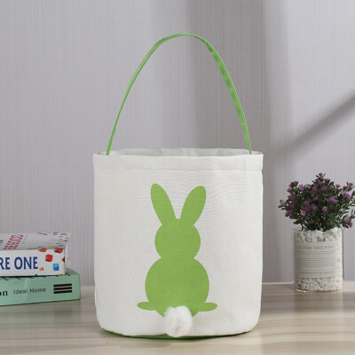 

Siaonvr Easter Egg Basket Holiday Rabbit Bunny Printed Canvas Gift Carry Eggs Candy Bag