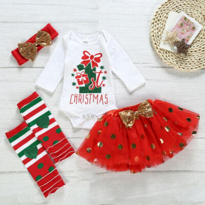 

My 1st Christmas Newborn Baby Girl Xmas Romper Dress Leg Warmers Outfits Clothes