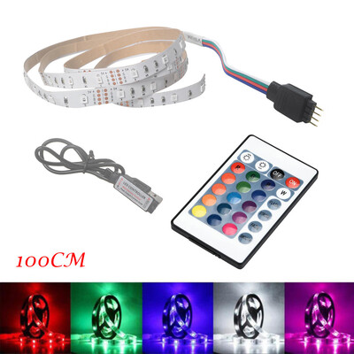 

Gobestart 50-200CM USB LED Strip Light TV Back Lamp 2835RGB Colour ChangingRemote Control