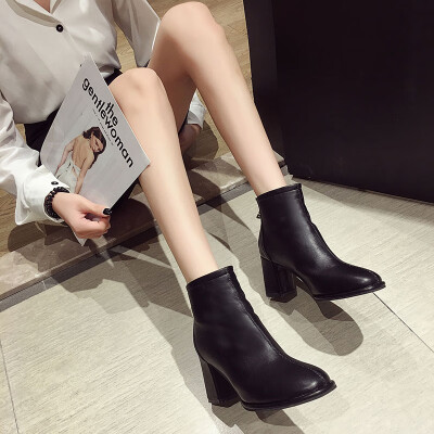 

Retro boots children autumn British style fashion ulzzang heel high heel zipper boots