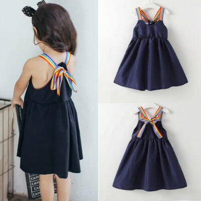 

Toddler Baby Girl Sleeveless Dress Party Princess Solid Sundress Outfit 1-6Years