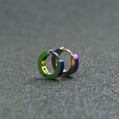 

E0213 Punk Style Stainless Steel Hoop Earrings For Men Women High Quality Black Blue Loop Earrings Gift Wholesale Drop Shipping