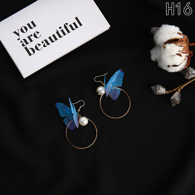 

1 Pair Popular Butterfly Wing Dangle Chandelier Pearl Drop Long Girls Earrings