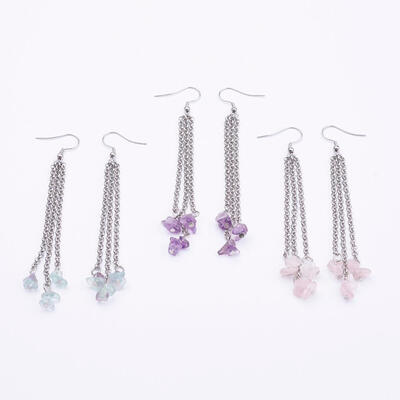 

Natural Gemstone Dangle Stud Earrings with 304 Stainless Steel Earring Hooks 104mm Pin 08mm