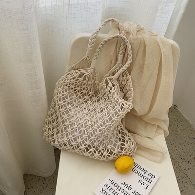 

Tailored Womens Fashion Woven Shoulder Bag Solid Color Handbag Woven Bag Beach Bag