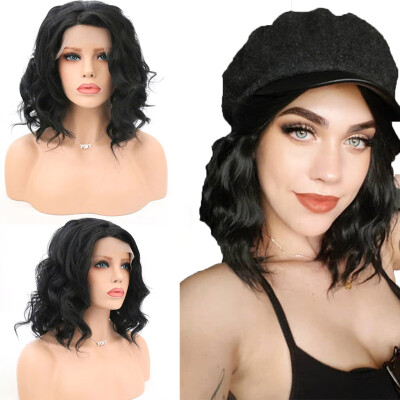 

〖Follure〗Womens Fashion Front lace Wig Black Synthetic Hair Long Wigs Wave Curly Wig