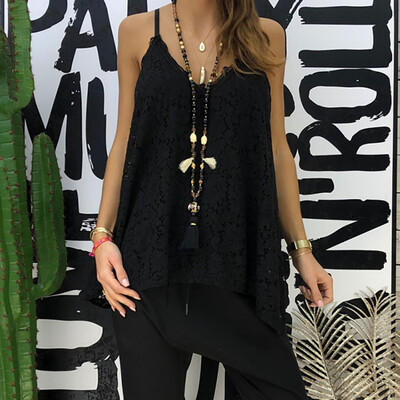 

Summer Fashion Sexy Vest Sling V-neck Lace Sleeveless Camisole T-Shirt Top