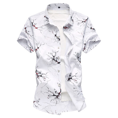 

Men\s Summer Short Sleeved Large Size Plus Fat Printed Casual Shirts