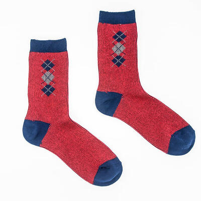 

Hit Color Cotton Tube Socks Retro National Style Thick Lines Crew Socks For Men 1 Pair