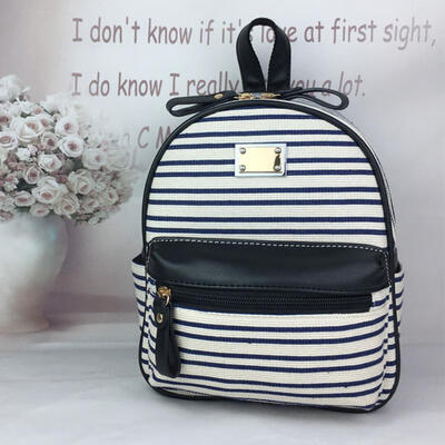 

Striped School Backpack Lightweight Bookbag Tote Bag For Women Girls