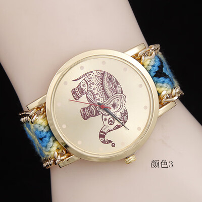 

New trend fashion ladies elephant watch woven ribbon quartz watch female models hot sale