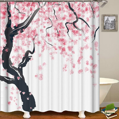 

Shower Curtain Flowers Trees Print Blackout Curtains Waterproof Mildew-proof Bathroom Curtain 71"x71"