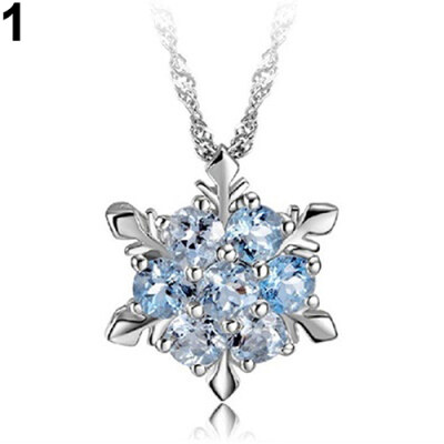 

Women Fashion Shiny Rhinestone Snowflake Pendant Short Chain Choker Necklace