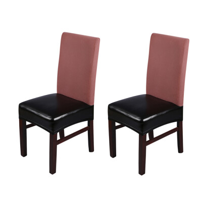 

2pcs PU Leather Stretchable Dining Chair Seat Covers Waterproof Oilproof Dustproof Ceremony Chair Slipcovers Protectors--Black Lac