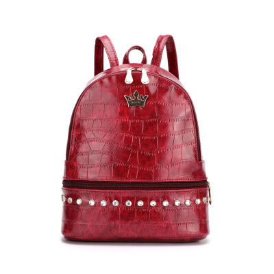 

Women Backpack PU Leather Rhinestone Travel School Bag for Teenager Girls