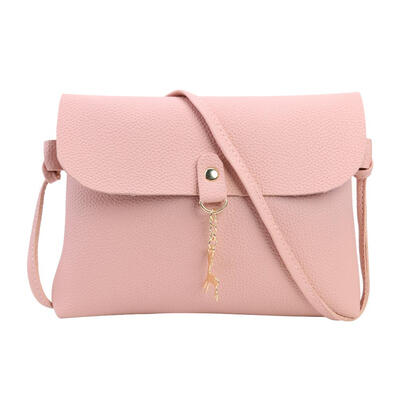 

Solid Color Deer Pendant Shoulder Handbags Women PU Leather Crossbody Bags
