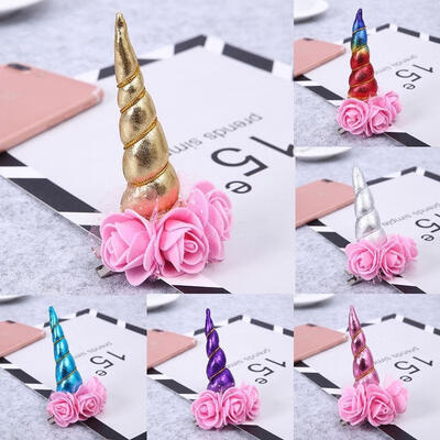 

1pc Girls Baby Kids Children Unicorn Hair Accessories Bows Alligator Clips Slide