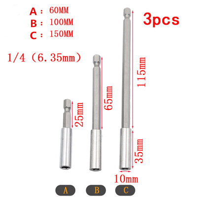 

〖Follure〗3Pc 14 Hex Quick Release Magnetic Screwdriver 60100150mm Extension Bit Holder