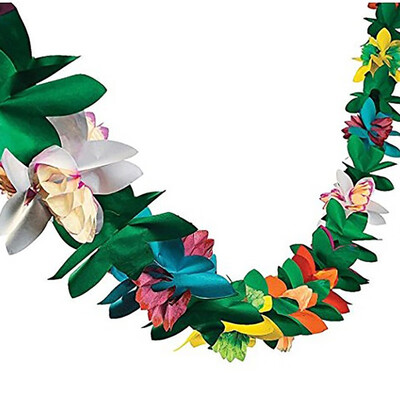 

Hawaii Festival Colorful Tissue Flower Garland Banner Coconut Leaves Bunting Garland Decor Hawaiian Party Supplies Wholesale
