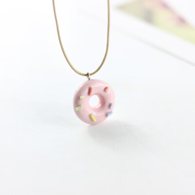 

Fashion Cute Lovely Donuts Ceramic Pendant Necklace For Students Girl Best Friends Handmade Resin Charm Jewelry Gift