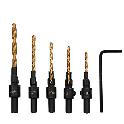 

〖Follure〗5Pcs Countersink Drill Woodworking Drill Bit Set Drilling Pilot Holes