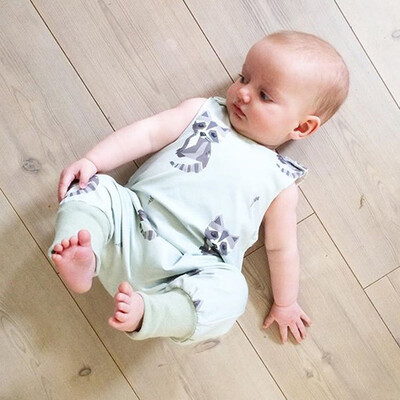 

Newborn Kids Baby Boy Girl Sleeveless Cat Print Romper Jumpsuit Outfits Clothes
