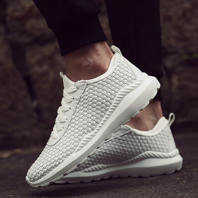 

Mens shoes Korean version of breathable leather hand-woven shoes sports casual coconut shoes lightweight student running shoes