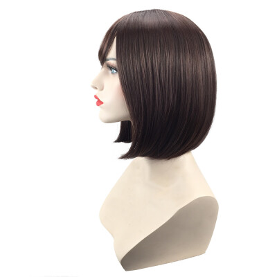 

Gobestart Bob Style Wig Womens Short Straight Full Hair Wigs Cosplay Party Neat BangsC