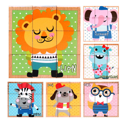 

Tailored Children Wooden 9 Blocks Six Sides Building Blocks Dimensional Puzzle