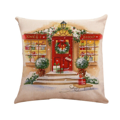 

Tailored Xmas Cotton Pillow Case Linen Cushion Cover Merry Christmas Home Decoration