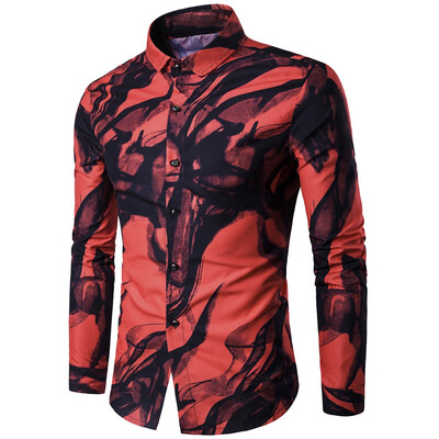 

Turndown Collar Ink Wash Painting Print Shirt
