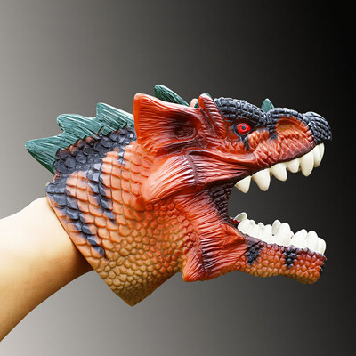 

Gobestart Dinosaur Hand Simulation Puppets Role Play Realistic Dino Head Gloves Soft Toy