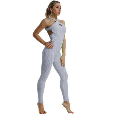 

Breathable Women Bodycon Jumpsuit Pull Up Solid Color Elastic Yoga Pants