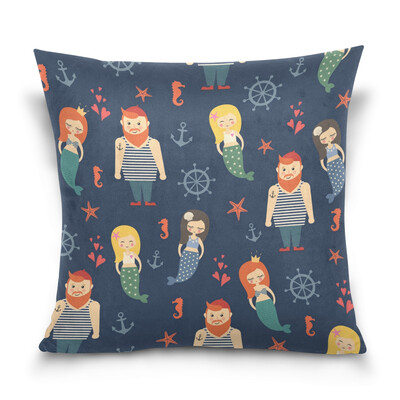 

ALAZA Throw Pillow Cover 16 X 16 inch Christmas Gift Cushion Cover with Girls With Sailor Printed Pillowcase