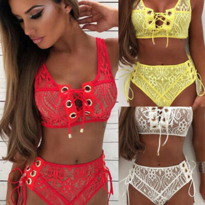 

2PCS Womens Bikini Push-up Padded Strappy Bra Swimsuit Bathing Suit Swimwear